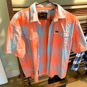 Howler Bros short sleeve snap button red/blue